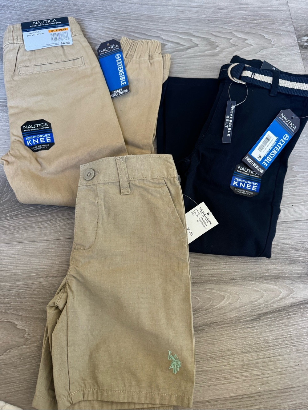 Set of 3 boy size 4 pants NWT Nautica Kids Khaki,Navy long pants &Stretch Shorts